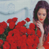 Girl And Red Roses Diamond Painting