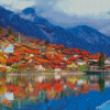 Interlaken Buildings Reflection Diamond Painting