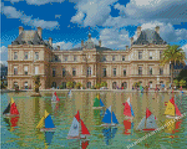 Jardin Du Luxembourg Fountain Diamond Painting