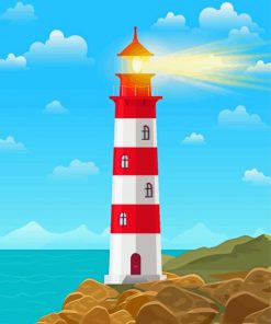 Lighthouse On Beach Diamond Painting