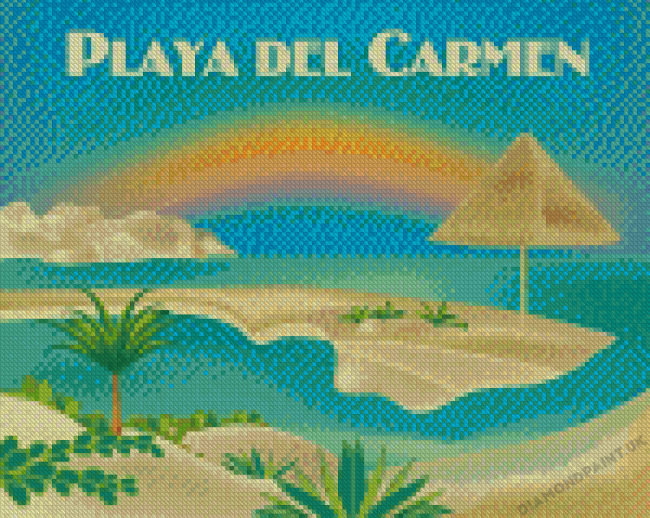 Playa Del Carmen Vintage Poster Diamond Painting