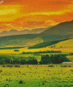 Queenstown Landscape At Sunset Diamond Painting