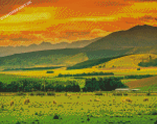 Queenstown Landscape At Sunset Diamond Painting