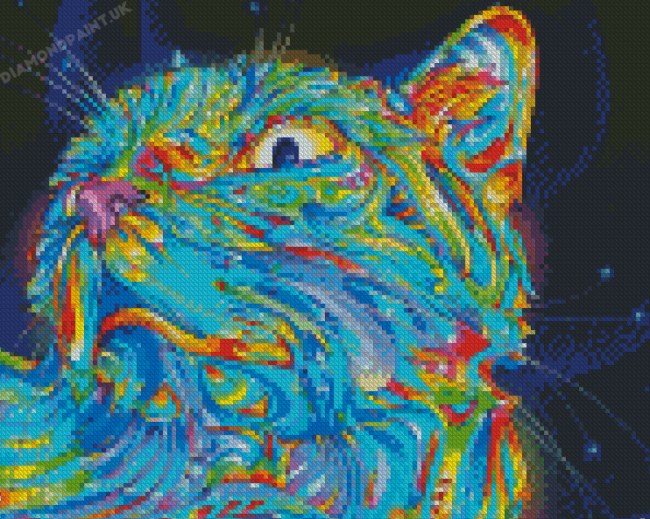 Rainbow Psychedelic Cat Diamond Painting