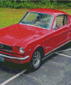 Red 66 Mustang Diamond Painting