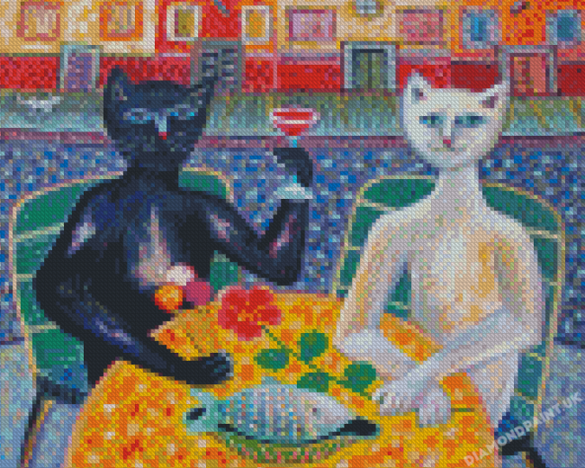 Romantic Cats Lunch Diamond Painting