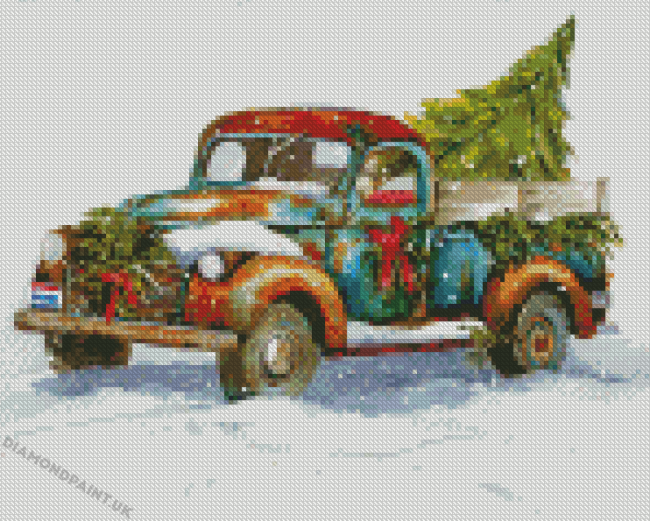 Rusty Truck In Snow Diamond Painting