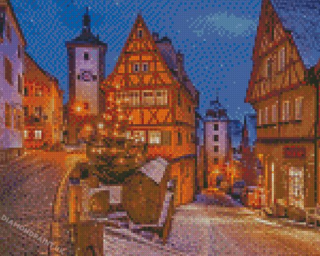 Snow In Rothenburg Germany Diamond Painting
