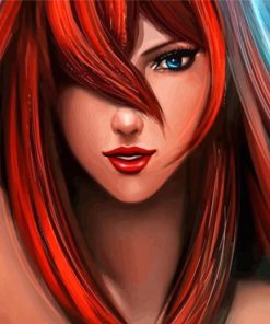 Woman With Red Hair And Blue Eyes Art Diamond Painting