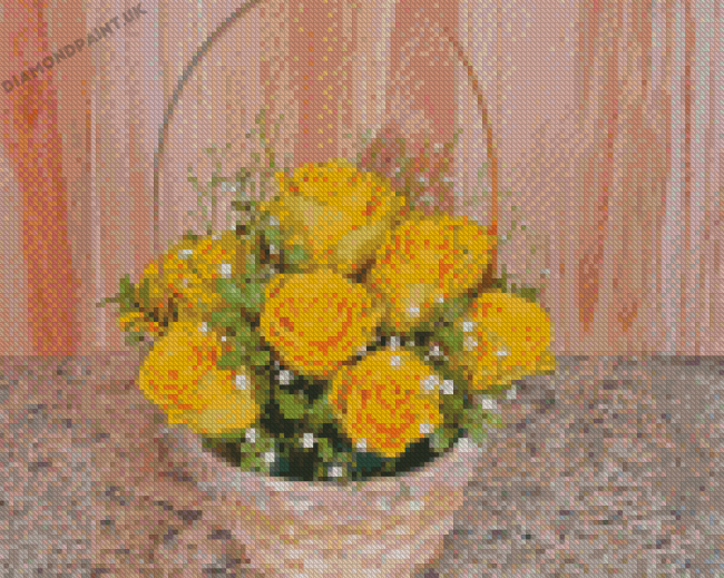 Yellow Roses Basket Diamond Painting
