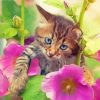 Aesthetic Cat And Flowers Diamond Painting