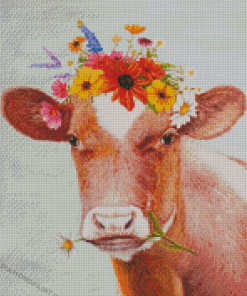 Cow Wearing Flower Crown Diamond Painting