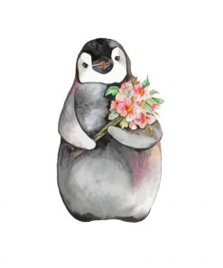 Cute Penguin With Flowers Diamond Painting