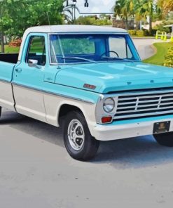 Cyan Old Ford Truck Diamond Painting