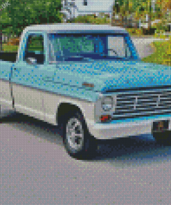 Cyan Old Ford Truck Diamond Painting