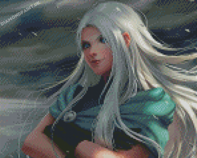 Fantasy Woman White Hair Art Diamond Painting