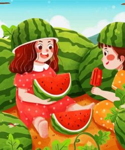 Girls With Watermelon Diamond Painting