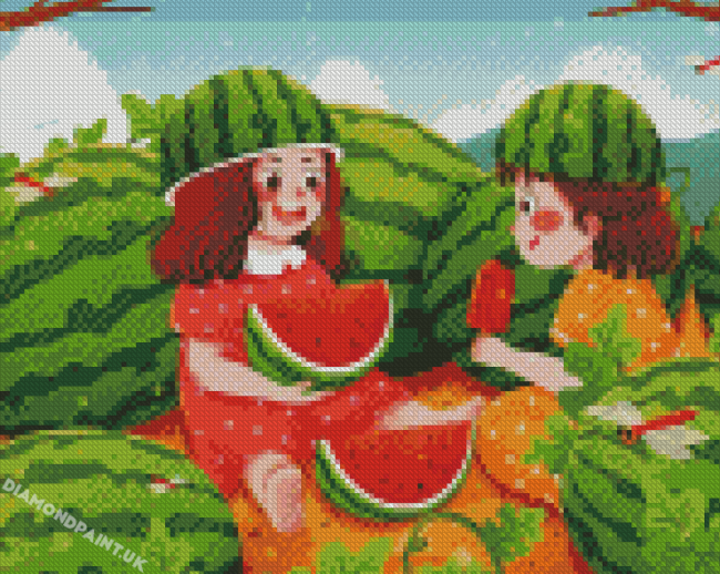 Girls With Watermelon Diamond Painting