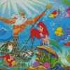 The Little Mermaid With Her Father Underwater Diamond Painting