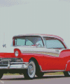 White Red 1957 Ford Car Diamond Painting