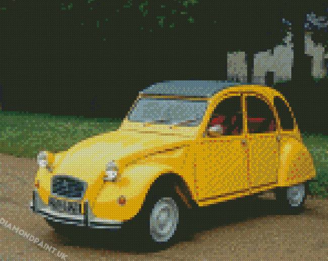 Yellow Citroen 2cv Diamond Painting