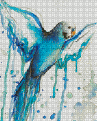 Abstract Blue Parakeet Bird Diamond Painting