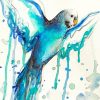 Abstract Blue Parakeet Bird Diamond Painting