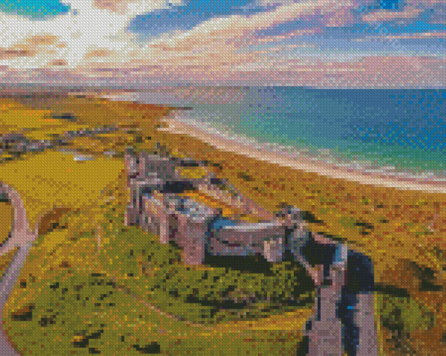 Beachscape Bamburgh Castle Diamond Painting