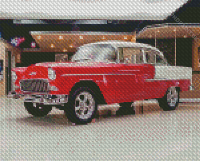 Classic Red 55 Chevrolet Car Diamond Painting