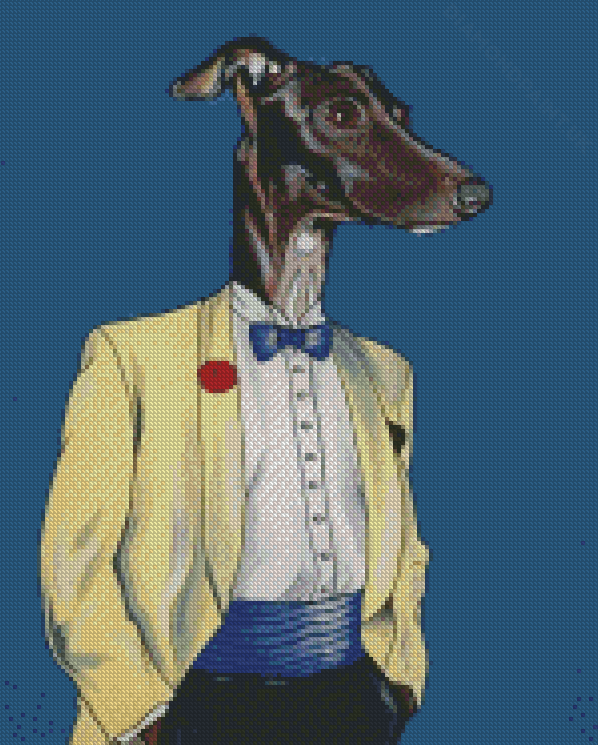 Classy Greyhound Dog In Uniform Diamond Painting