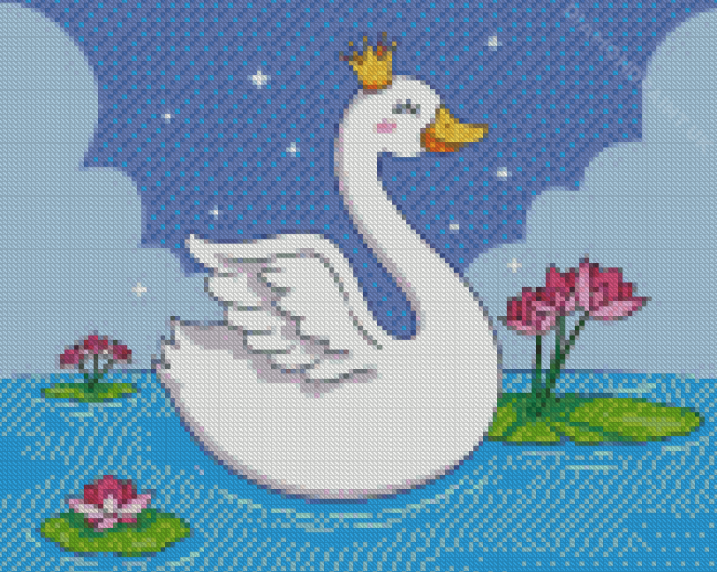 Cute Swan With Crown Diamond Painting