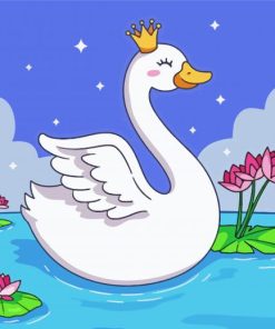 Cute Swan With Crown Diamond Painting