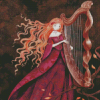 Girl Playing Harp Diamond Painting