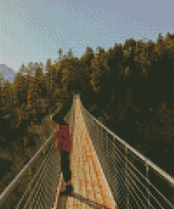 Girl On A Rope Bridge Diamond Painting