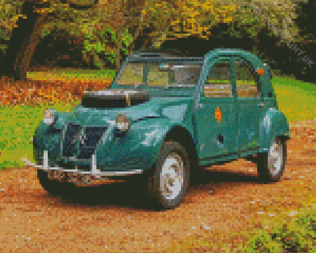 Green Citroen 2cv Car Diamond Painting