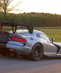 Grey Dodge Viper With Sunset View Diamond Painting