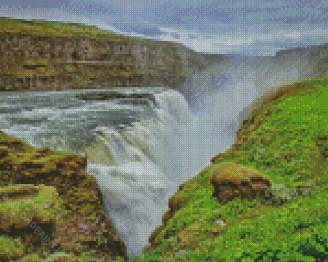 Gullfoss Falls Landscape Diamond Painting