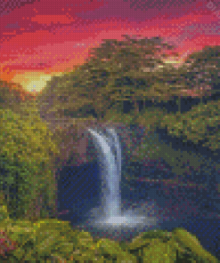 Hawaii Waterfall Sunset Diamond Painting