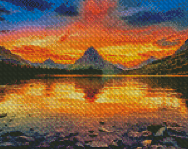 Lake McDonald At Sunset Diamond Painting