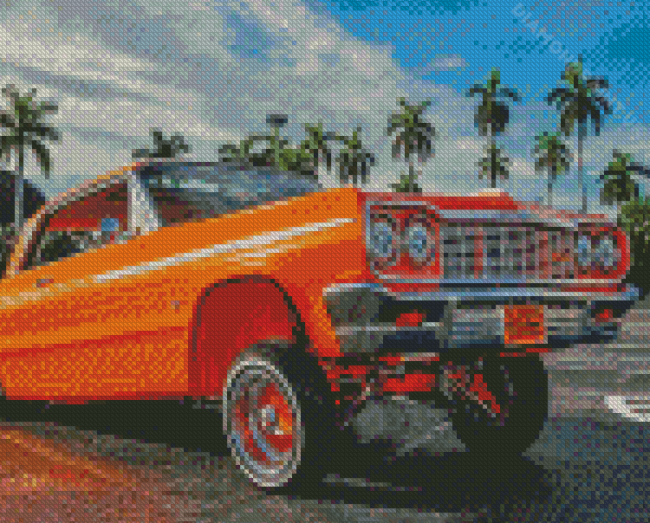 Orange Low Rider Car Diamond Painting