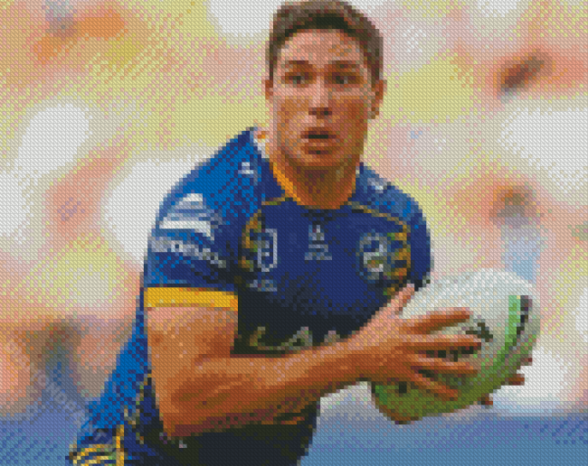 Parramatta Eels Player Holding Ball Diamond Painting