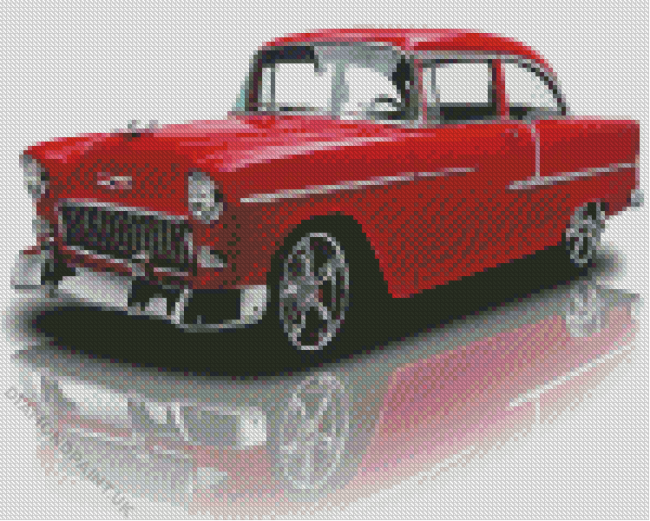 Red 55 Chevy Reflection Diamond Painting
