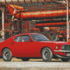 Red 1969 Ford Mustang Fastback Diamond Painting
