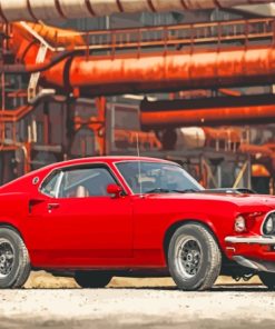 Red 1969 Ford Mustang Fastback Diamond Painting