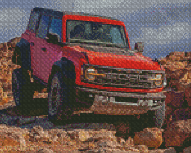 The Orange Ford Bronco Car Diamond Painting