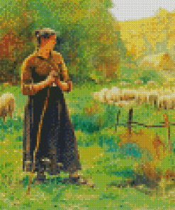 The Peasant Girl With Sheep Julien Dupre Diamond Painting