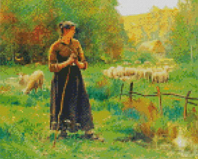 The Peasant Girl With Sheep Julien Dupre Diamond Painting