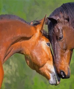 Two Brown Horses In Love Diamond Painting