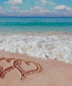 Two Hearts On Beach Diamond Painting