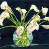 White Calla Lilles Flowers In Glass Vase Diamond Painting